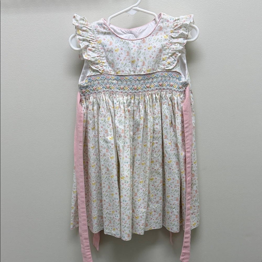 Floral Kids Casual Dress with Pink Accents